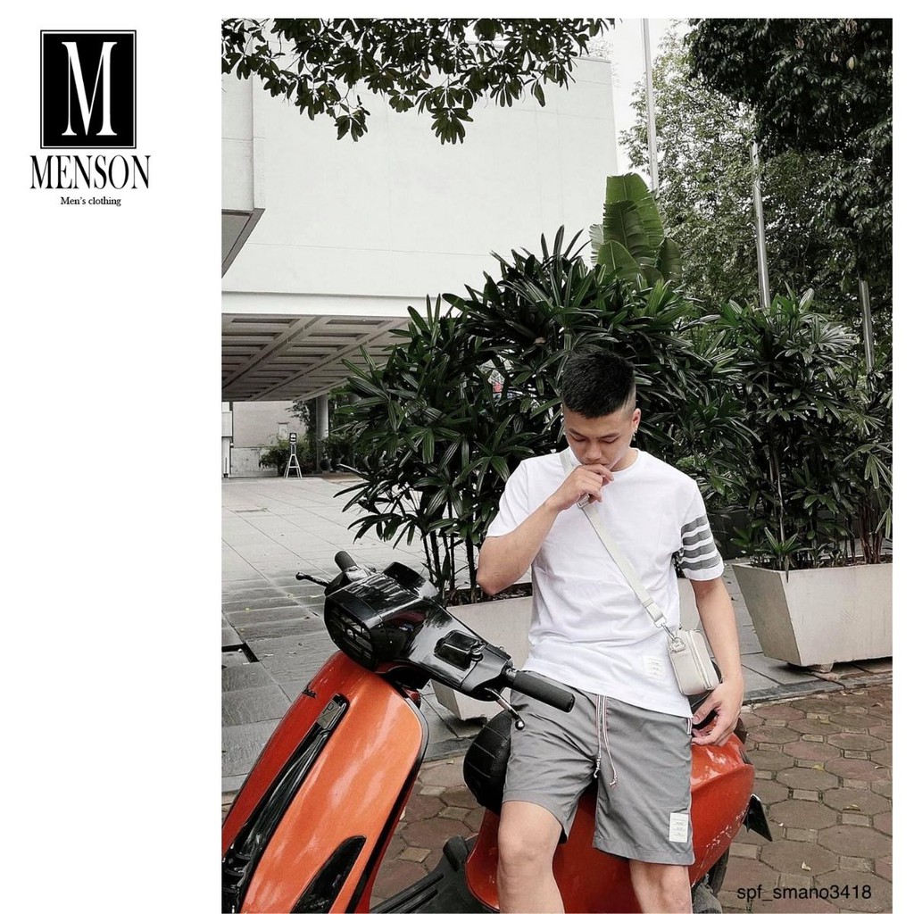 ⭐️SIÊU PHẨM⭐️Áo Phông Nam THOM Cổ Tròn Kẻ Sọc Ngang Ở Tay Áo - Áo Thun Nam chất mát ngắn tay cao cấp MENSON M6016 | BigBuy360 - bigbuy360.vn