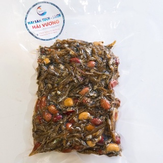 Cá cơm rim lạc - lá chanh, vị mặn ngọt vừa miệng, đóng túi hút chân không 300gr