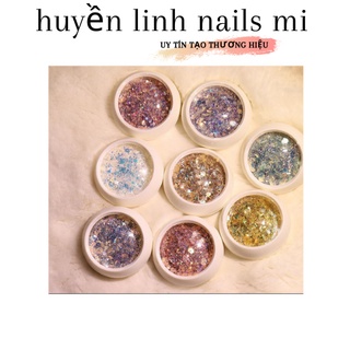 Sét nhũ vẩy cá 6 hũ siêu sáng ẩn gel,nhũ ẩn gel nails