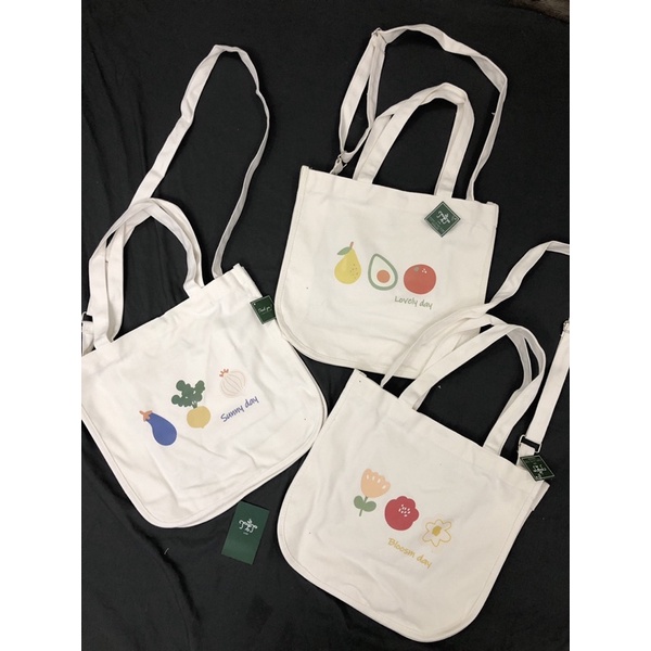 Túi tote 2 in 1 hình hoa quả form bầu cute (có sẵn, hình thật)