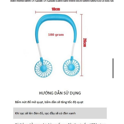 Quạt tích điện mini đeo Cổ tích điện siêu hót 2020