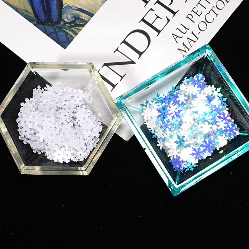 Set sequin hình bông tuyết dùng làm đồ trang sức thủ công nghệ thuật từ nhựa resin 10g DIY