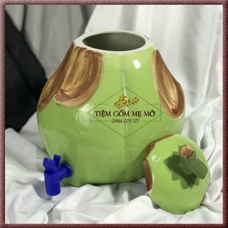 Bình đựng nước 5L gốm sứ Bát Tràng hình quả dừa