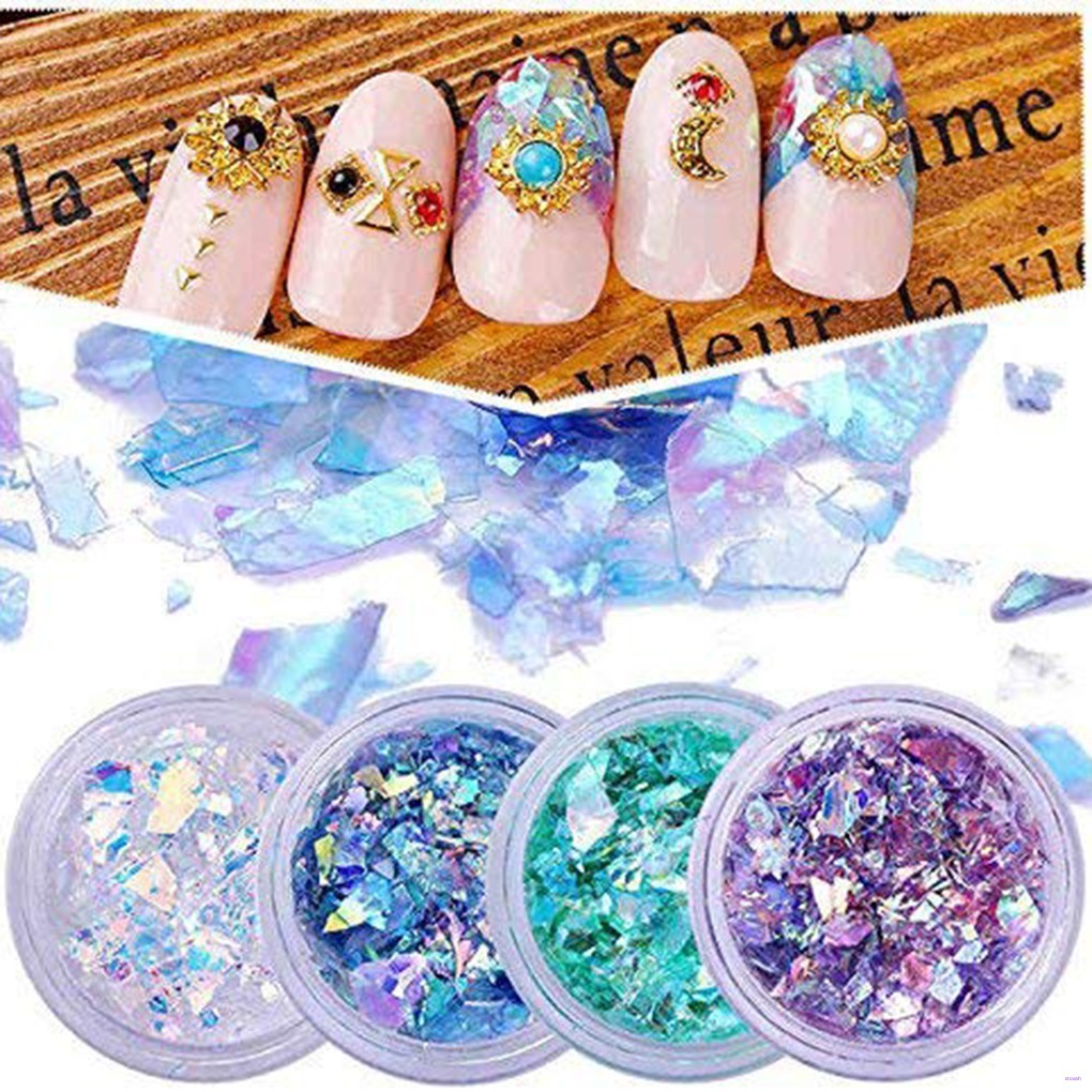 [Hàng mới về] 4 Hộp phụ kiện kim tuyến lấp lánh dùng trang trí móng tay nghệ thuật