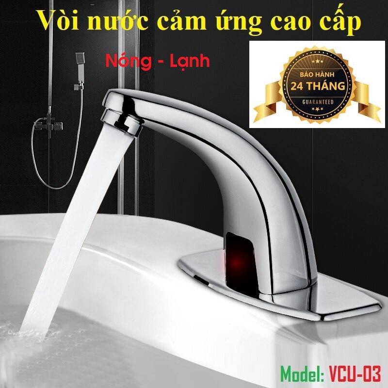 Vòi lavabo  cảm ứng nóng lạnh  tự động xả và ngắt - Bảo hành 2 năm