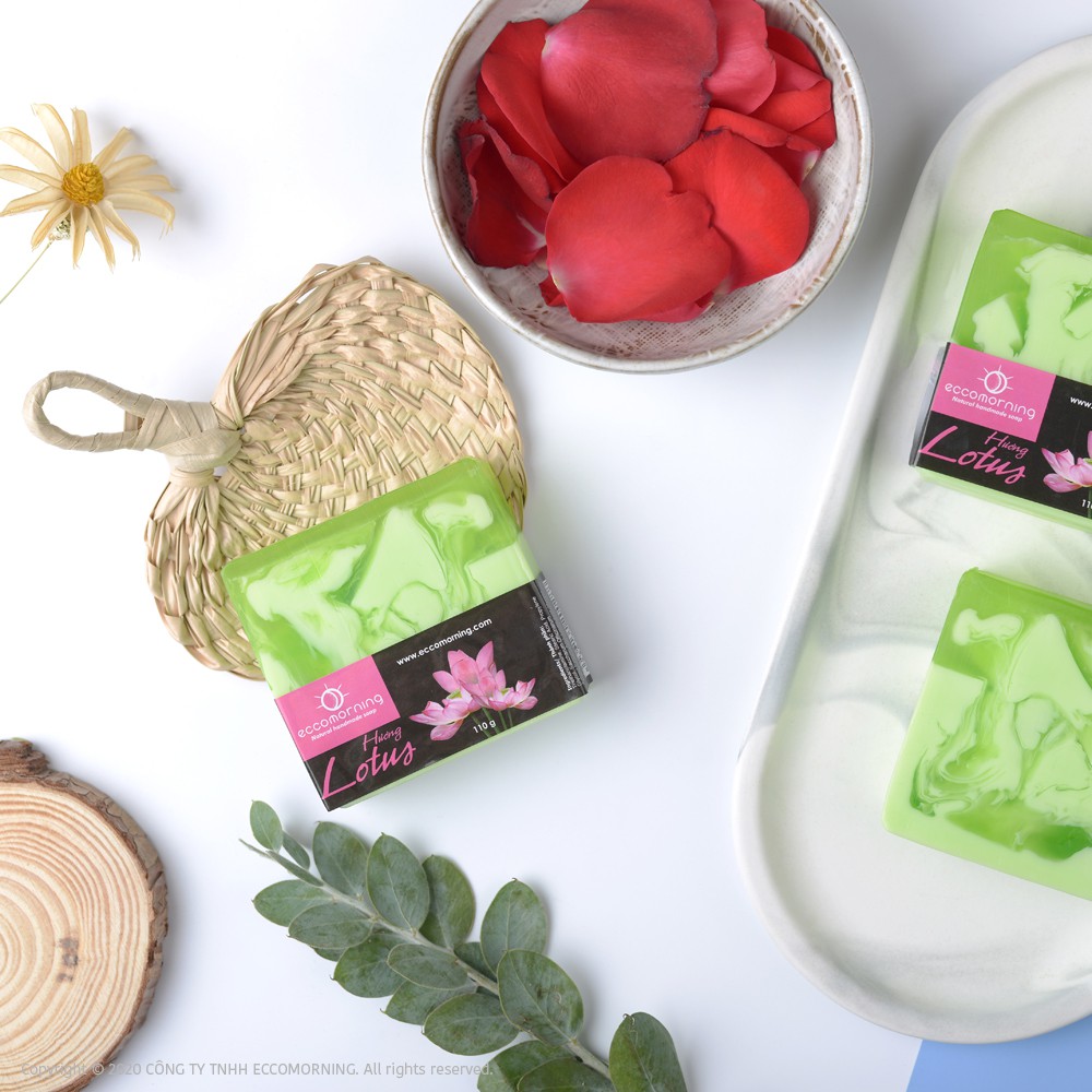 Xà Bông Thiên Nhiên Handmade eccomorning Hình Vuông Hương Hoa Sen - Lotus Soap | BigBuy360 - bigbuy360.vn