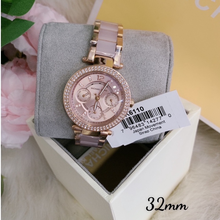 Đồng Hồ Nữ Mini Parker MichaelKors Viền Nạm Đá , Dây Thép , Size 33mm