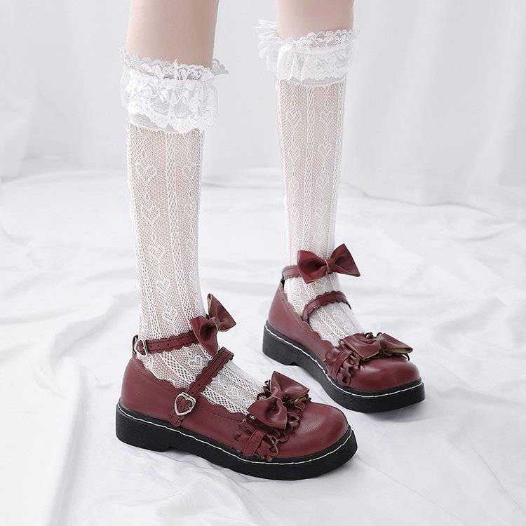 💕💕 Giày của cô gái Nhật Lolita dễ thương Cô gái mềm mại đầu mũi to đầu bé dày gót sinh viên Soled