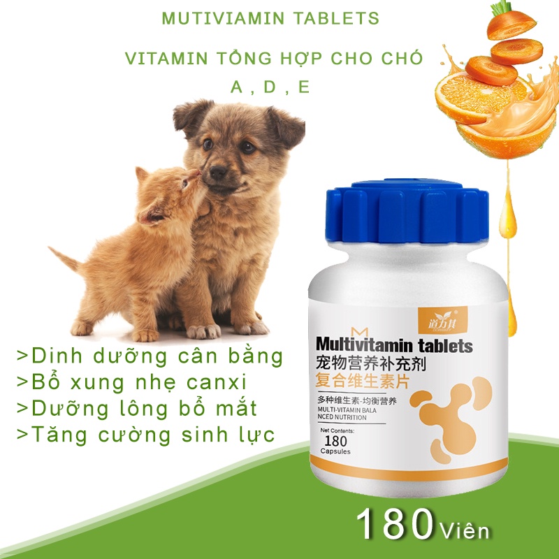 Vitamin cho chó mèo MUTILVITAMIN TABLET bổ sung A,B,D,E vi lượng cần thiết giúp bé đẹp lông sáng mắt phát triển cân đối
