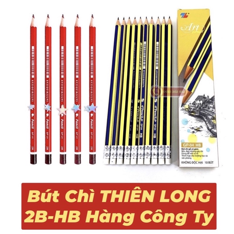 COMBO 1HỘP= 10 CÂY BÚT CHÌ 2B,HB THIÊN LONG HÀNG CÔNG TY,NÉT ĐẬM ĐẸP