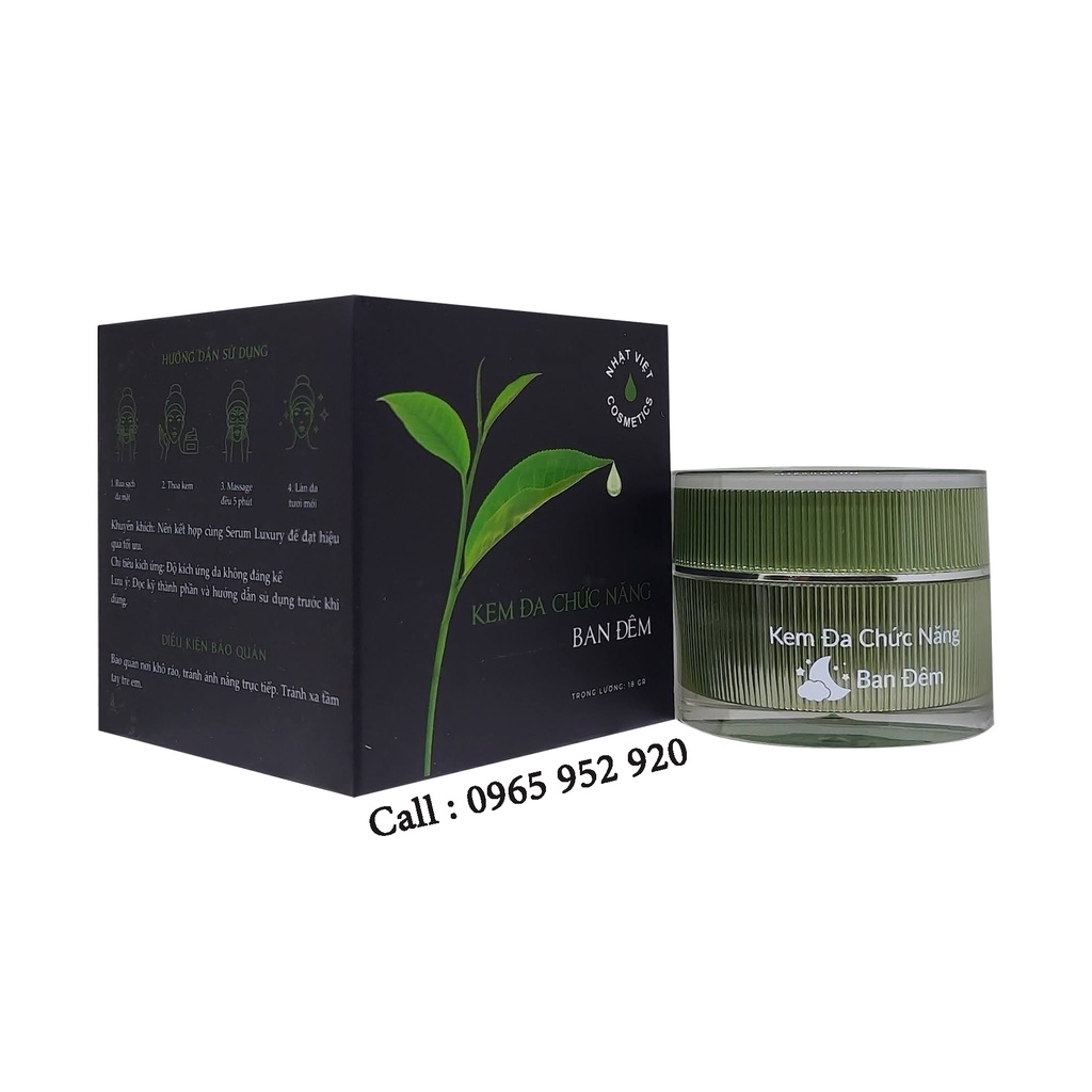 KEM ĐA CHỨC NĂNG BAN ĐÊM TRÀ XANH TINH CHẤT SERUM NHẬT VIỆT COSMETICS 18G