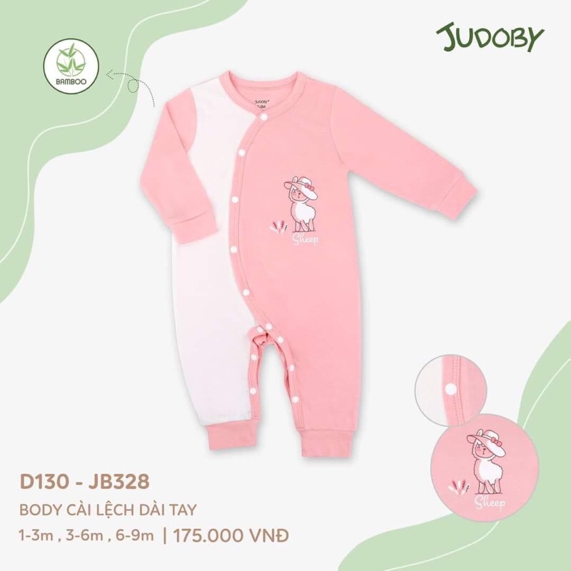 [JB328] Body cài lệch dài tay sợi tre Judoby cho bé (4-10kg)