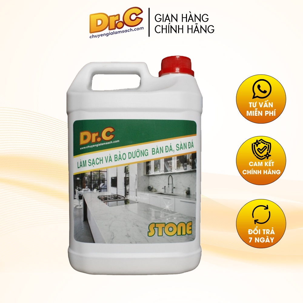 Làm sạch và bảo dưỡng bàn đá, sàn đá sạch đẹp Dr.C Stone can 5 lít - Stone02