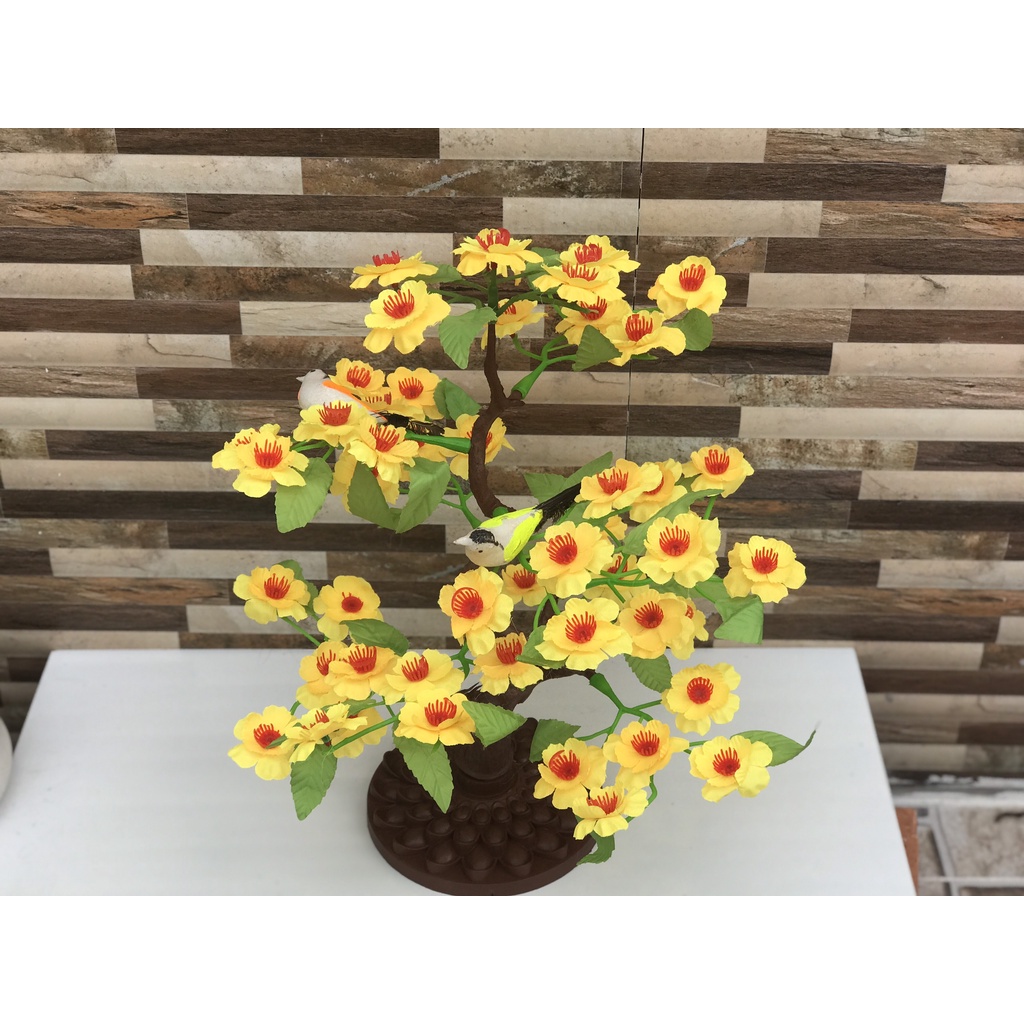 Cây đào, mai giả - thân đầu rồng cao 50cm kèm phụ kiện và không phụ kiện