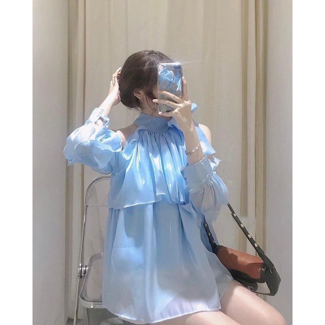 Áo bèo hở vai tay rơi chất tơ ngọc tra.i 𝙎𝙝𝙤𝙥 𝙓𝙞𝙣𝙝, Áo bánh bèo trễ vai tay rơi cực xinh