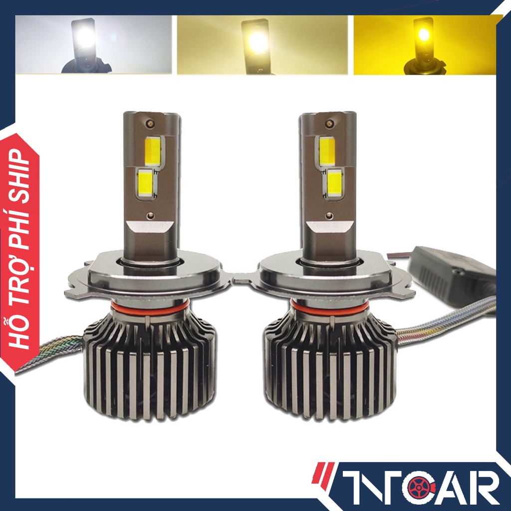 Bộ 2 bóng đèn Led ô tô pha / cos / gầm JR.AUTOGIFT F7 100W 3 chế độ màu (vàng/trung tính/trắng) chân H4/H7/H1/H11/HB3