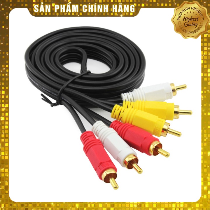 Dây cáp AV/RCA 3 đầu hoa sen đực ra 3 đầu hoa sen đực dài 3m