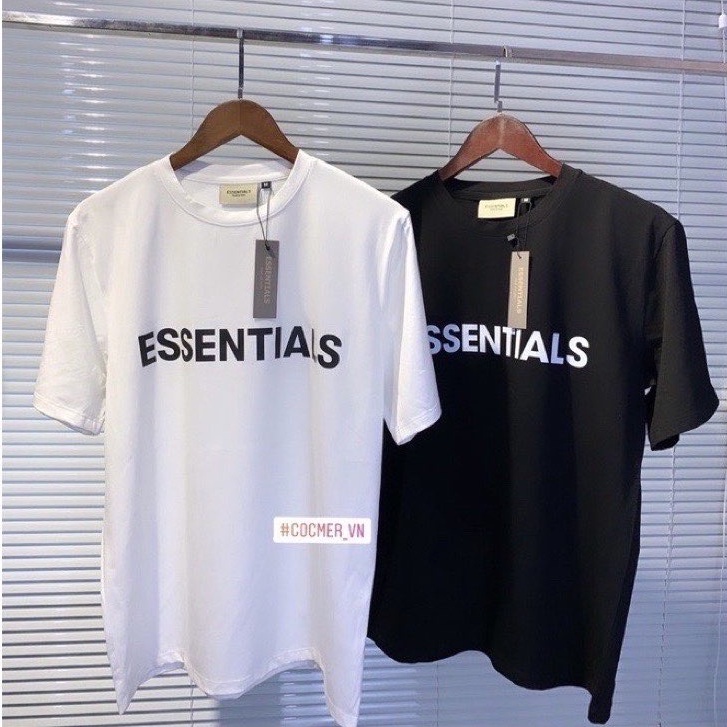 Áo thun nữ Essentials form rộng tay lỡ chất vải Cotton Nhung cao cấp mềm mịn, áo phông đen trắng Unisex nam nữ