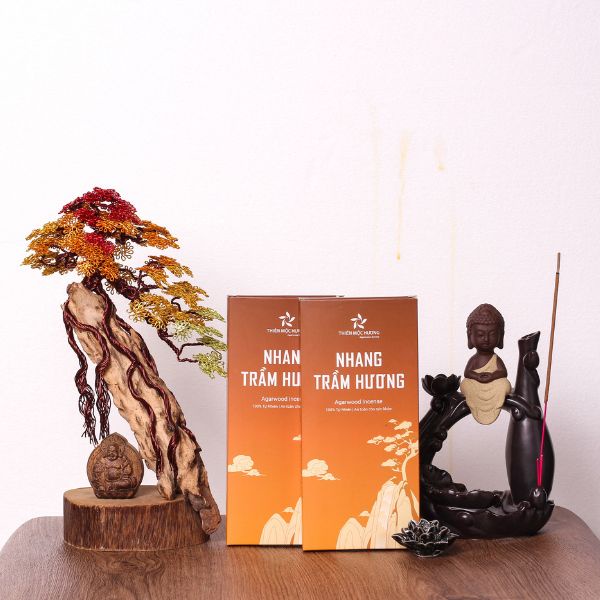 Nhang trầm hương THIÊN MỘC HƯƠNG thơm, ít khói, không hóa chất hộp tích trầm 8 năm 200 cây 20cm