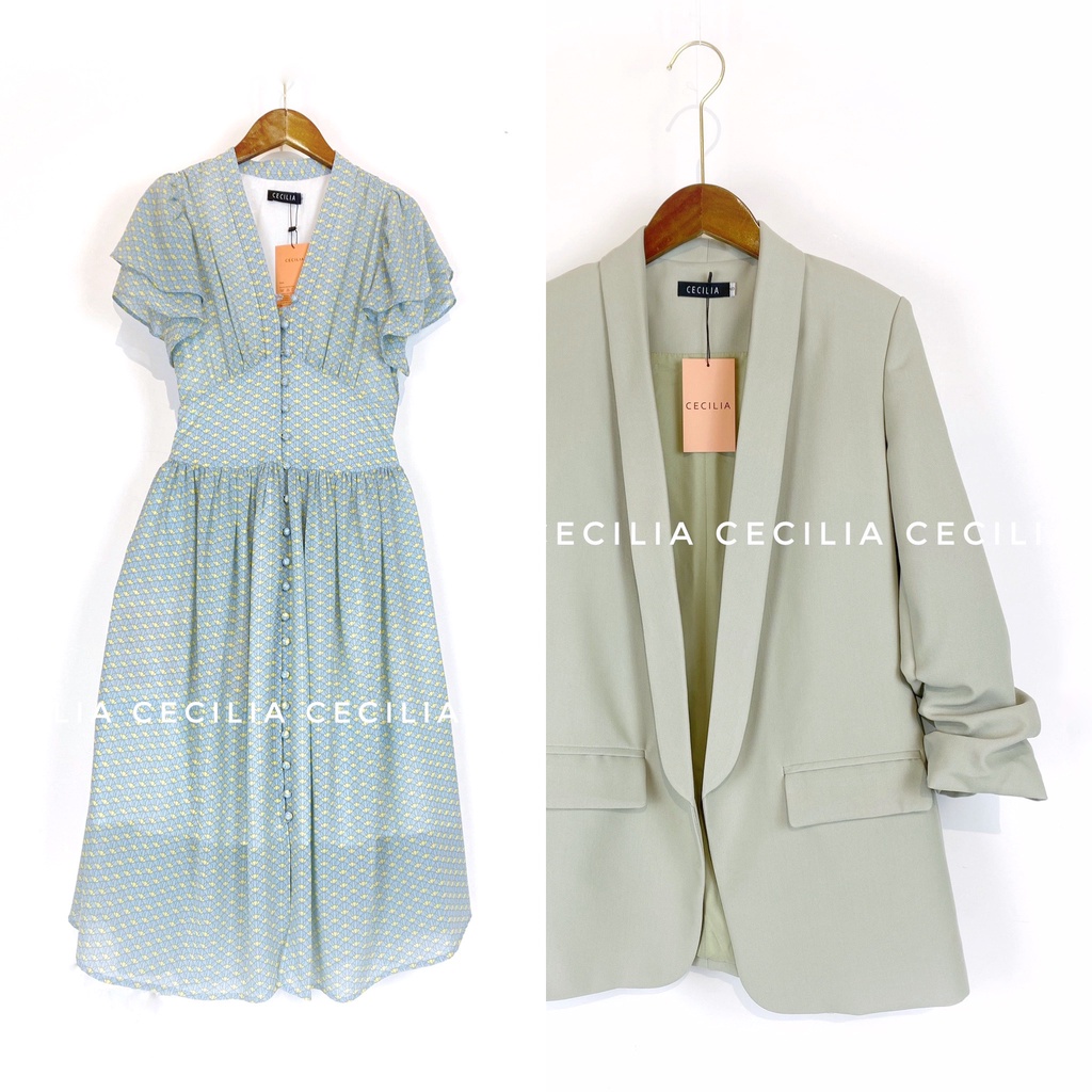 Áo blazer ESTELLE by CECILIA màu xanh bạc hà nhạt mint (ảnh thật chụp bởi CECILIA chuẩn màu  có ảnh feedback) | BigBuy360 - bigbuy360.vn