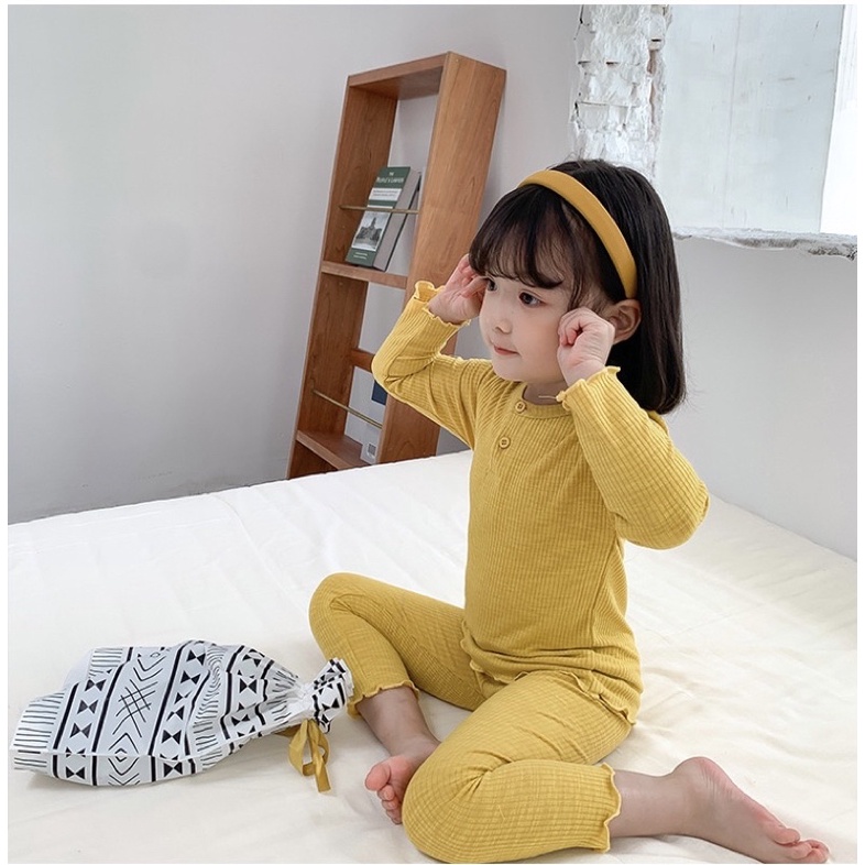 ( 7-25kg ) Bộ Tăm Cổ Trụ Cho Bé Gái Chạy Sóng Cực Xinh, Bộ Thu Đông Dài Tay Cho Bé Gái, Đồ Ngủ Bé Gái