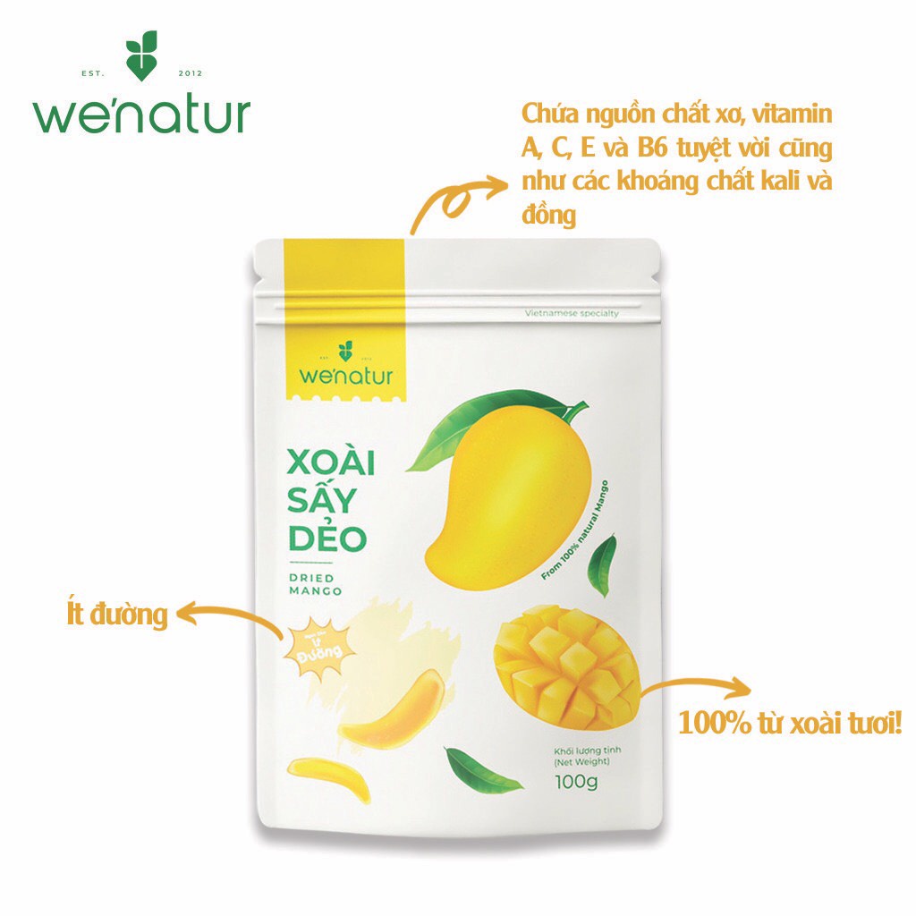 Xoài Sấy Dẻo Nguyên Vị Ít Đường We'natur 100g