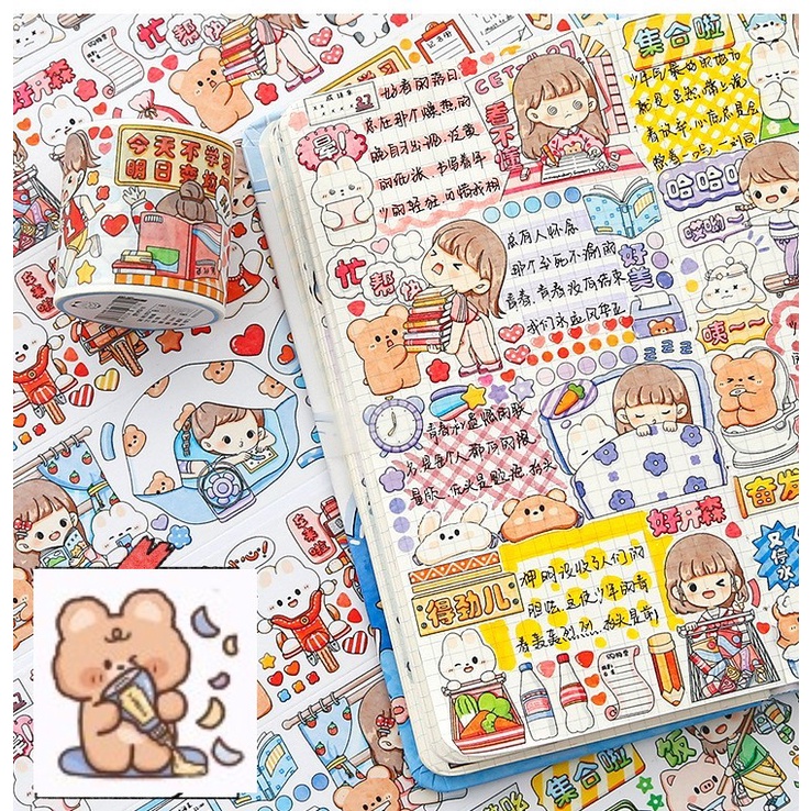 Cuộn băng washitape họa tiết Telado trang trí sổ tay, Chiết chu kỳ DoDoJam xinh xắn, sticker cute trang trí sổ lưu niệm