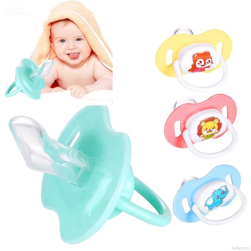 Núm Ti Giả Bằng Silicon Họa Tiết Hoạt Hình Kèm Nắp Đậy Cho Bé