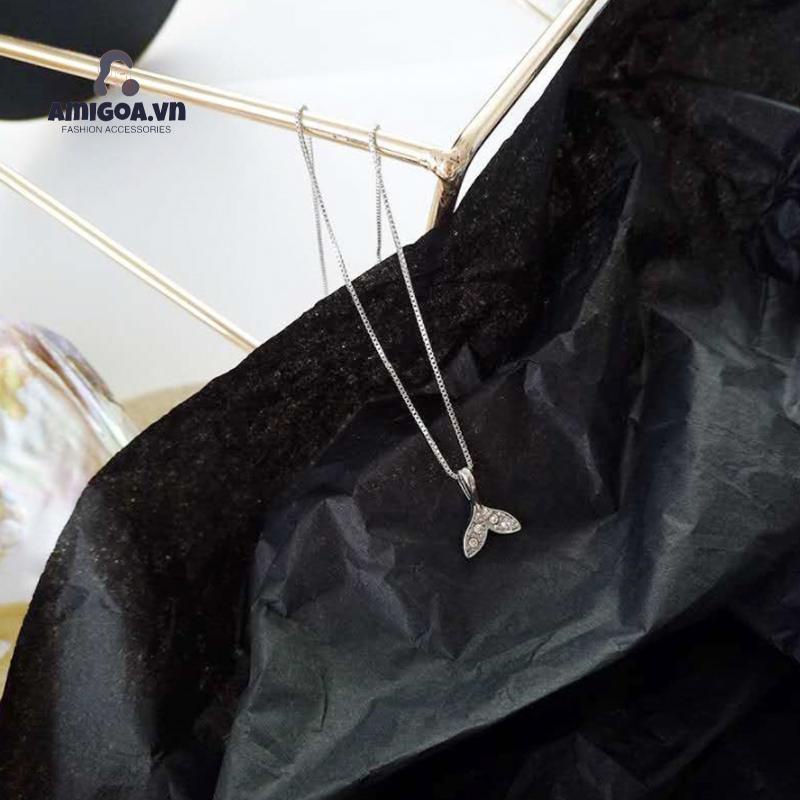 Vòng cổ Mặt Hình Đuôi Cá Đính Đá Zircon Đơn Giản Sáng Tạo Cho Nữ