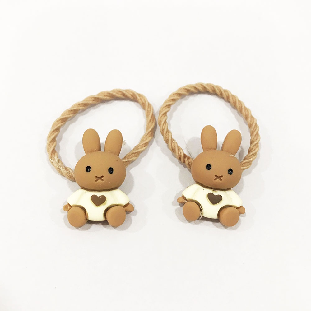 Set 2 dây thun cột tóc em bé icon thỏ nâu kem xinh xắn DTOnline