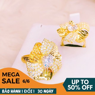 Nhẫn nữ GADO thời trang kim tiền mạ vàng 18k đính đá cao sang trọng N049