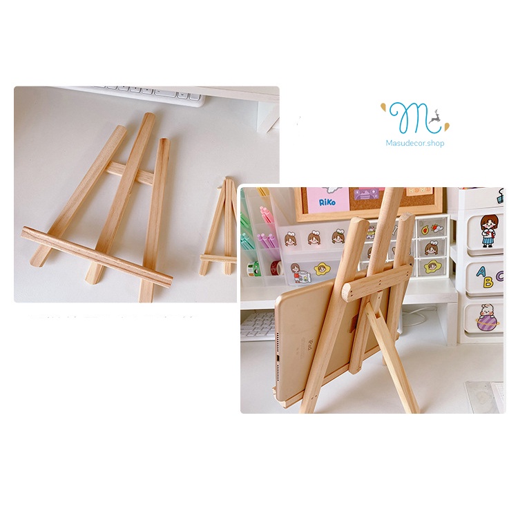 Giá để tranh ảnh bằng gỗ hình tam giác để bàn trang trí