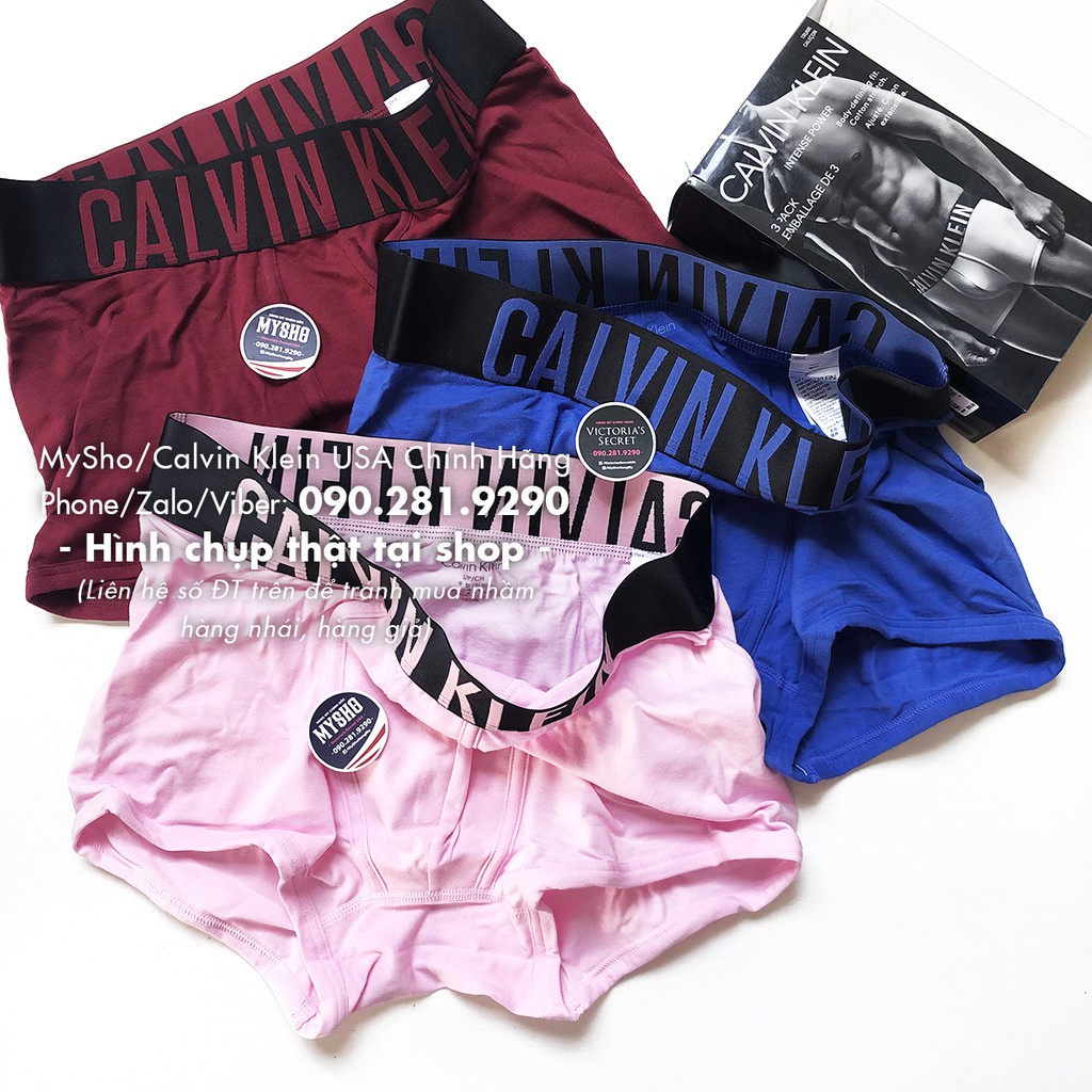 Quần lót nam boxer cạp chữ to, hồng sáng , Intense Power Trunk - Calvin Klein USA