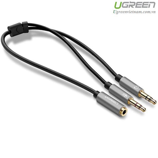 Cáp Audio 3,5mm âm ra 2 đầu 3,5mm 1 Mic 1 loa chính hãng Ugreen 20899 mạ vàng cao cấp