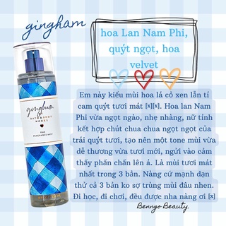 [BILL MỸ] GINGHAM - BỘ XỊT THƠM DƯỠNG THỂ BATH AND BODY WORKS