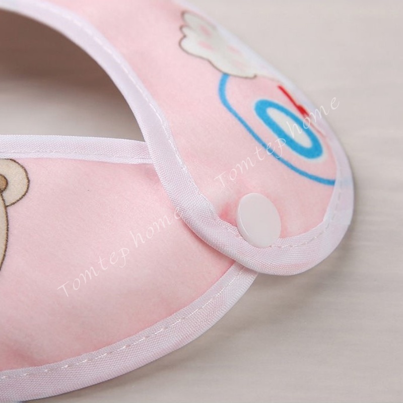 Yếm rãi, yếm ăn dặm vải nhung 2 lớp chống thấm hình chữ U cho bé