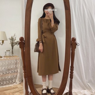 (Order-M) Ulzzang Váy suông dáng dài thắt eo M060
