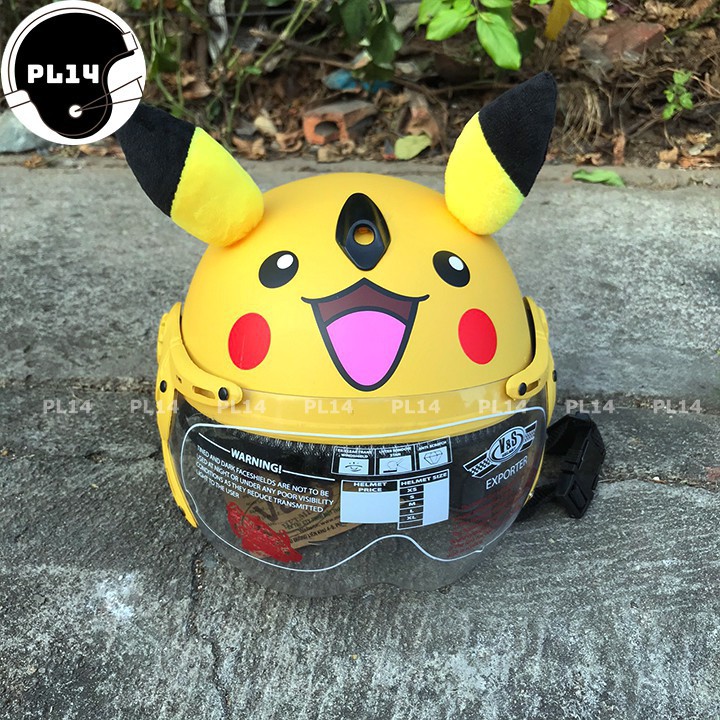 Mũ Bảo Hiểm Trẻ Em V&S Helmet Hình Pikachu Có Kính Cho bé Từ 3-6 Tuổi  Mũ Nhựa ABS Độ Bền Cao,Kính Chống Chói Tốt