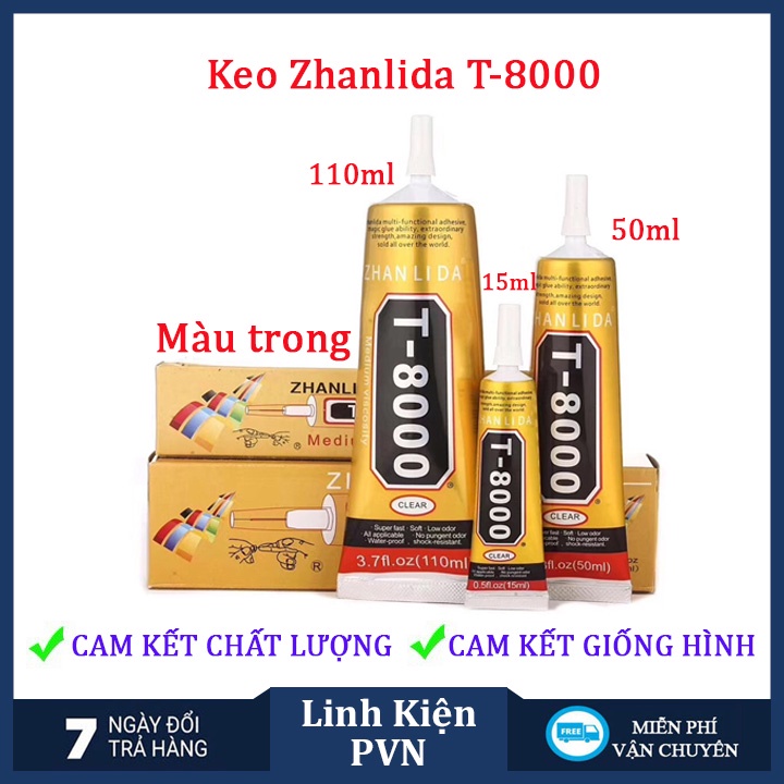 Keo Zhanlida T-8000 đa năng: thủ công mỹ nghệ, giày vải, đính hạt, cố định,....