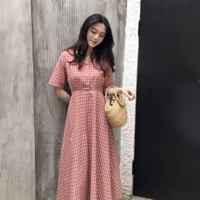 Váy kẻ caro dáng dài [ORDER]