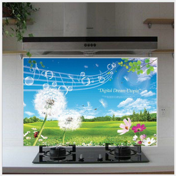 Decal Dán Bếp Tráng Nhôm Chịu Nhiệt - Bản nhạc và Hoa Bồ công anh trắng