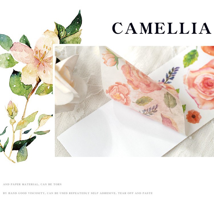 Băng dính giấy washi Hoa cỏ dạng tấm WT308