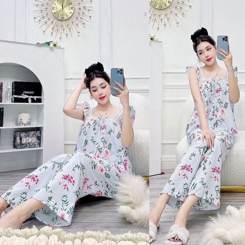 Đồ Ngủ Nữ, Đồ Ngủ Sexy lụa Han cao cấp mềm mại xinh xắn &lt; 60KG