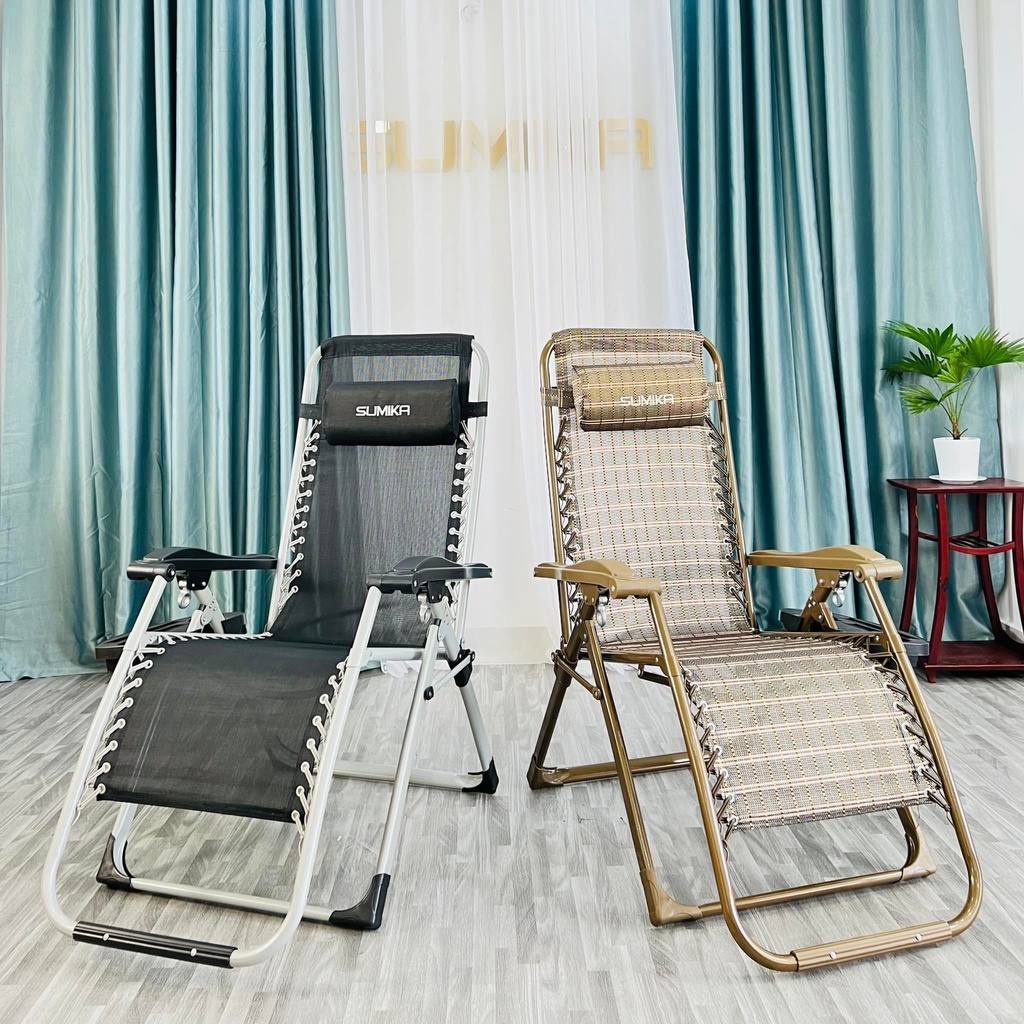 Ghế xếp thư giãn SUMIKA 179, khung thép sơn tĩnh điện, vải lưới thoáng mát, tải trọng 300kg