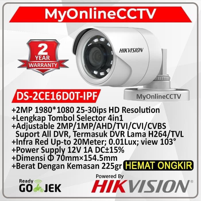 Camera Ngoài Trời Ars @ Ds-2Ce16D0T-Ipf Hikvision Ds-2Ce16Dot-Ipf 2mp 4in1-3.6