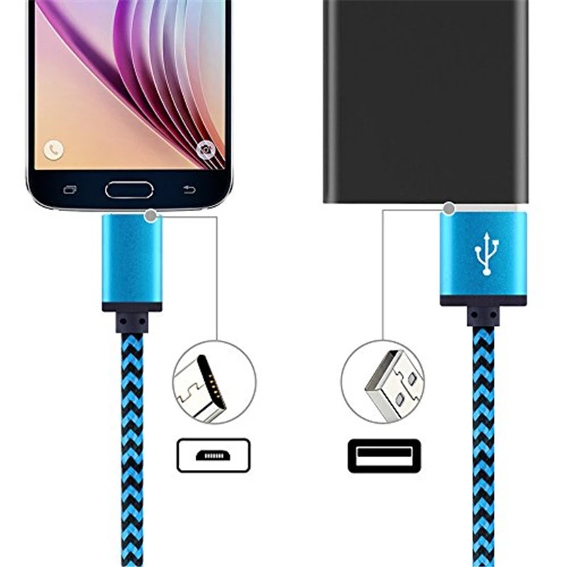 Dây cáp sạc nhanh 2.4A Micro USB bọc vải dù dài 1/2/3M