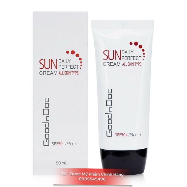 (CHÍNH HÃNG) Kem Chống Nắng GoodnDoc Sun Cream Daily Perfect SPF50/PA+++ Dành Cho Mọi Loại Da - 50ml