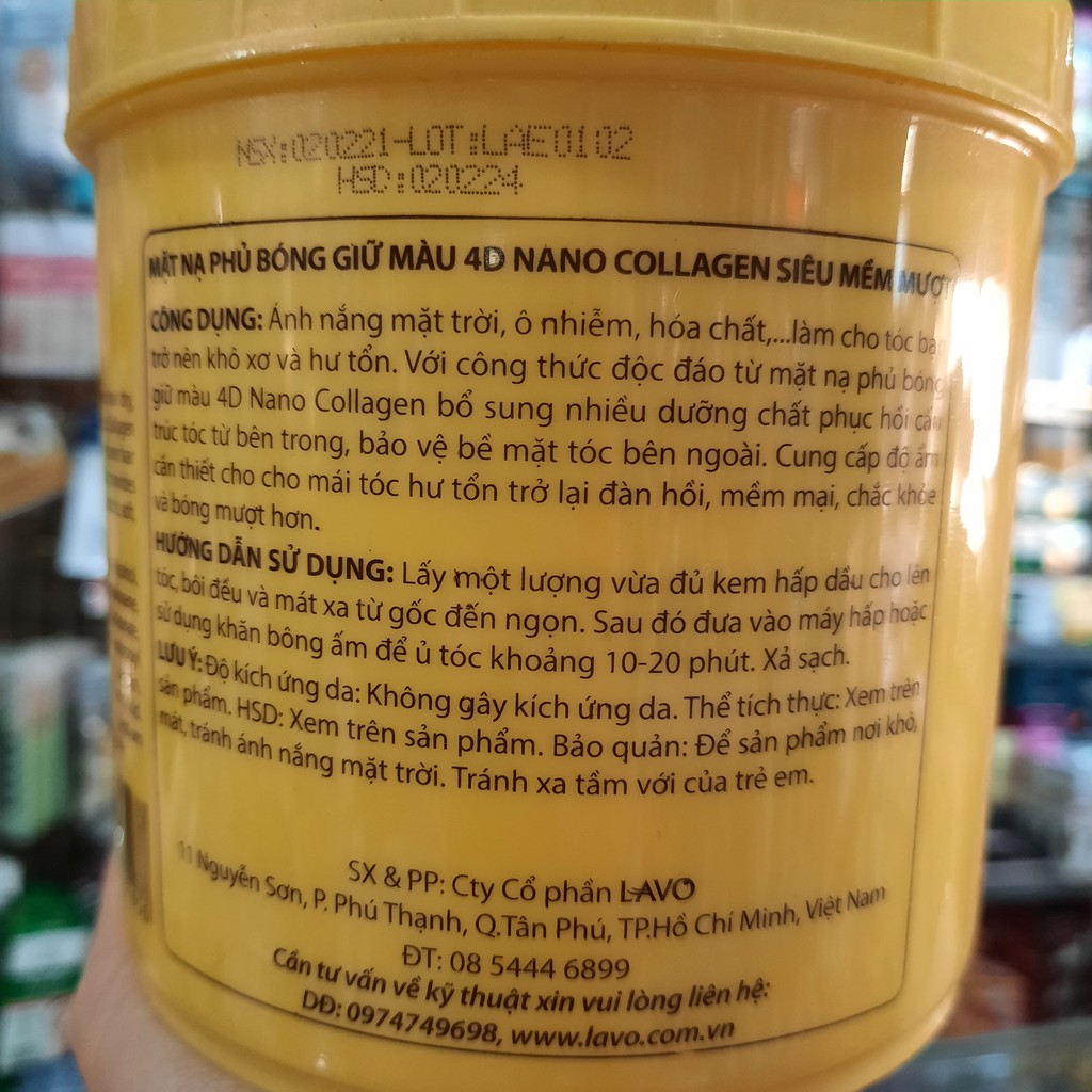 MẶT NẠ PHỦ BÓNG GIỮ MÀU 4D NANO COLLAGEN SIÊU MỀM MƯỢT 1000ml