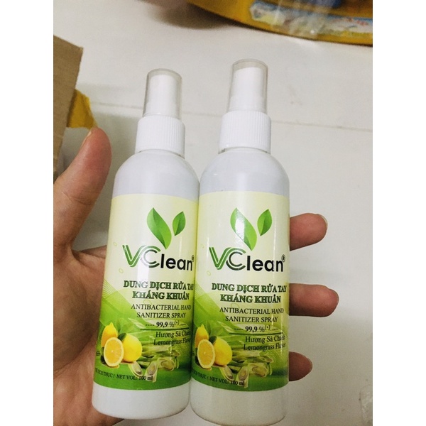 Xịt rửa tay khô Cồn 70 độ Vclean Hương Trà xanh, Hương dâu, Sả chanh, Sả