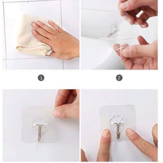 Móc Dán Tường Siêu Dính Trong Suốt Chịu Lực Tốt Treo Tường Chắc Chắn 6x6 cm